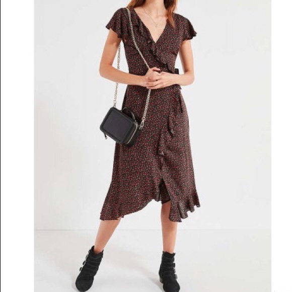 kimchi blue ruffle midi wrap dress